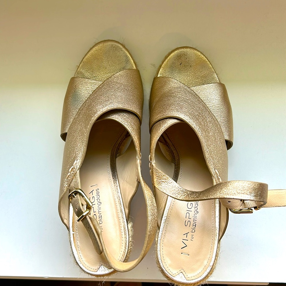 Via Spiga Gold Espadrille Wedge